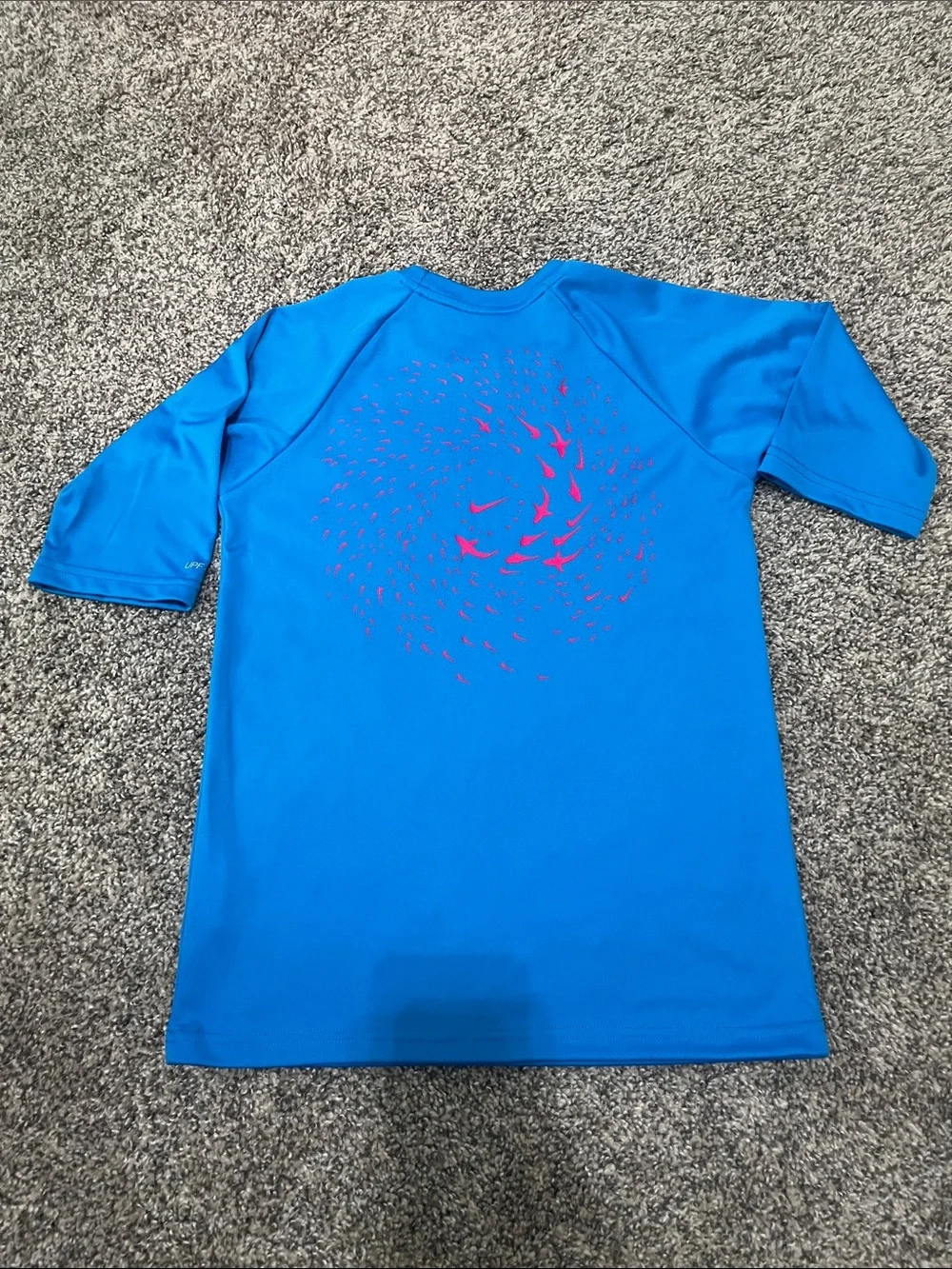 Nike Swim Blue Dri-FIT Tee with Orange & Pink Swoosh